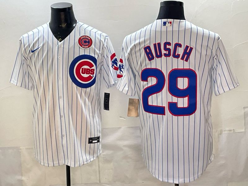 Men Chicago Cubs #29 Busch White Stripe Game 2026 Nike MLB Jersey style 006->chicago cubs->MLB Jersey